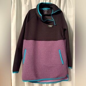 L.L. Bean Black and Purple Pullover with Turquoise Trim
